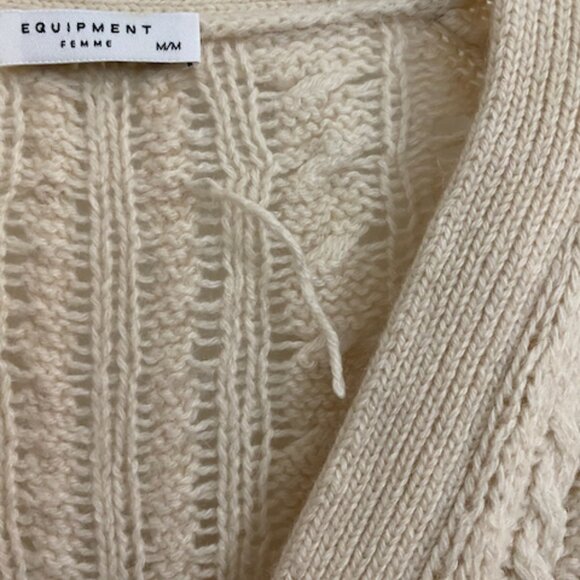 Equipment Femme Cashmere/Alpaca Knit Cardigan Beige M - Picture 4 of 5